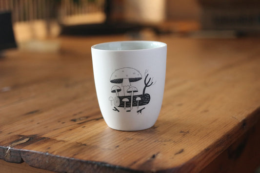 Ceramic Cup - Mushrooms and Log