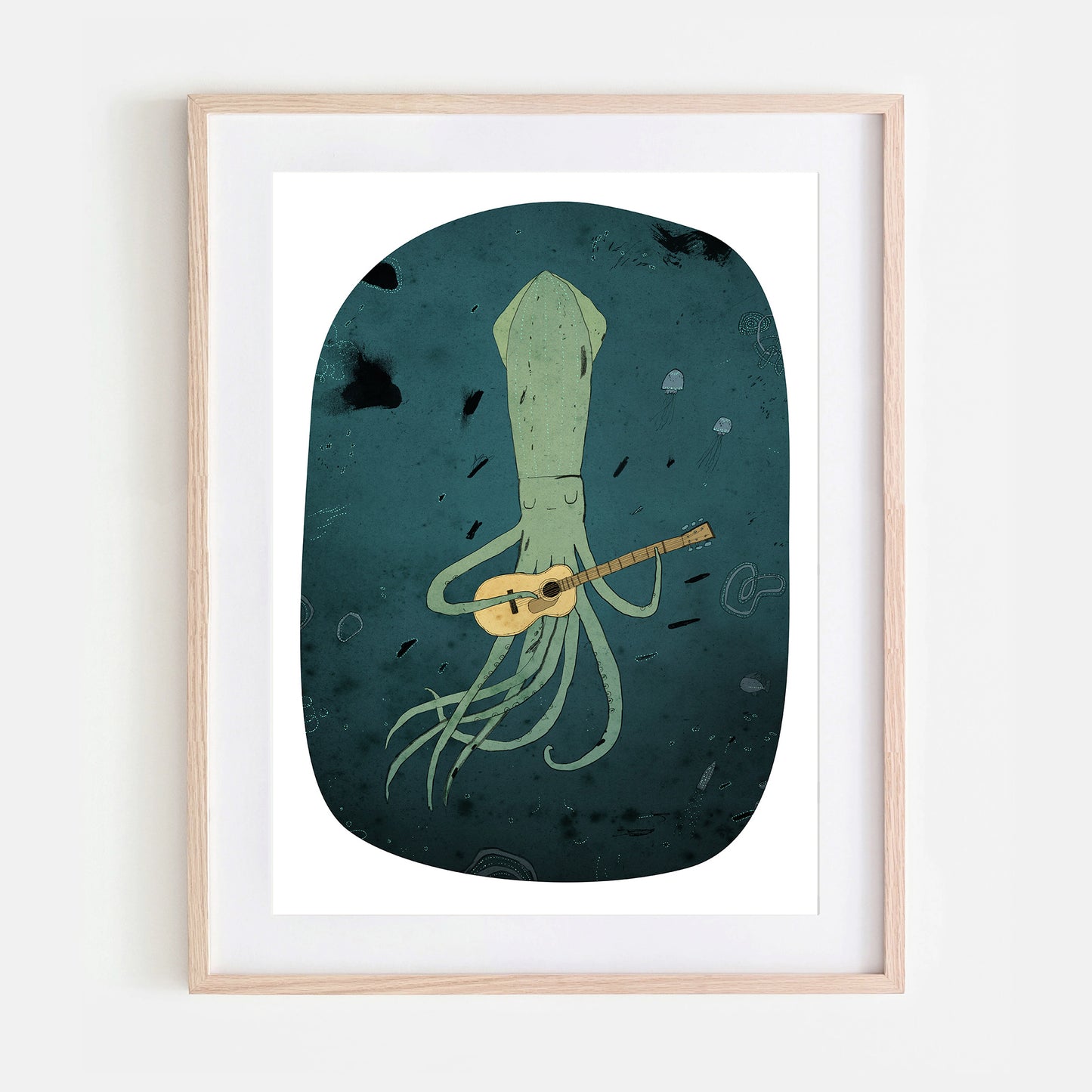 Squid playing a guitar