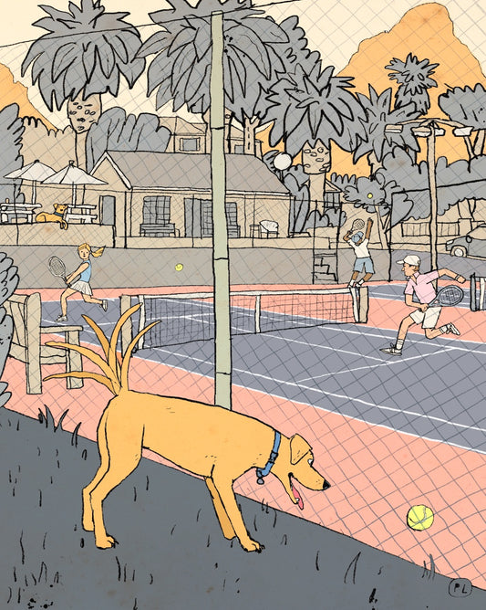 Daily Drawing - Tennis Court Dog