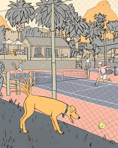 Daily Drawing - Tennis Court Dog