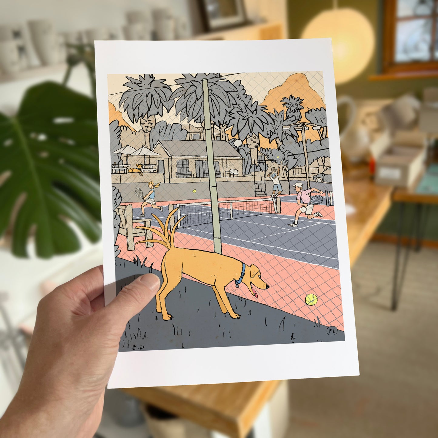 Daily Drawing - Tennis Court Dog