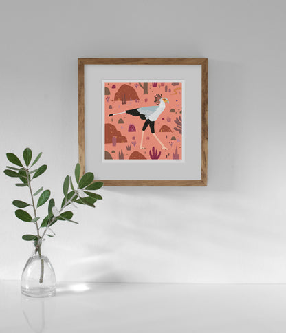 South African Animals (square) Secretarybird